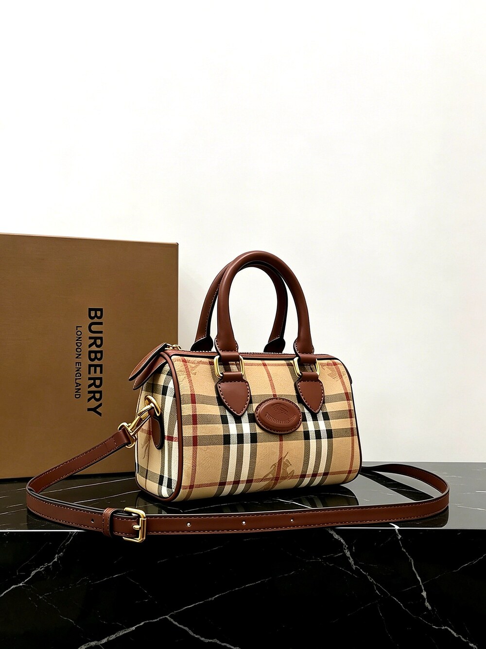 Burberry Mini Check Bowling Bag - Picture 5 of 6
